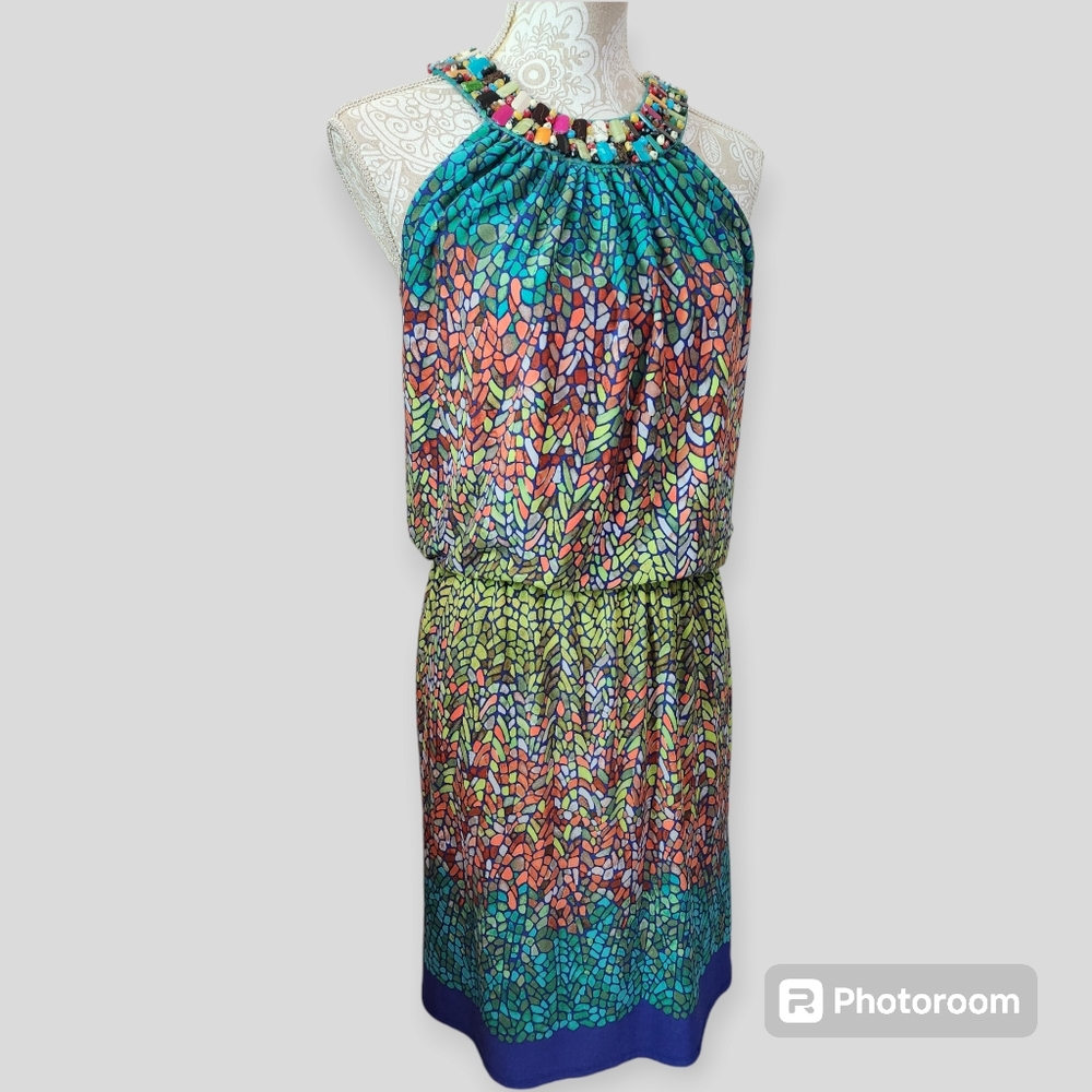 London Times Multicolored Halter Dress size 6